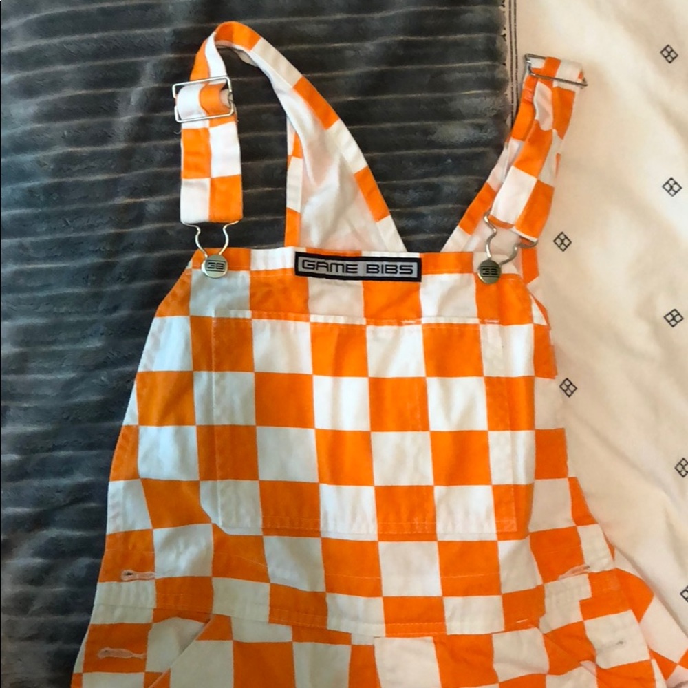 Checkerboard Game day overalls (bibs)